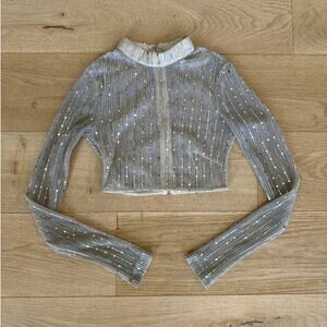 Superdown - Sia Long Sleeve Sequin Crop Top in Gold Nude Metallic